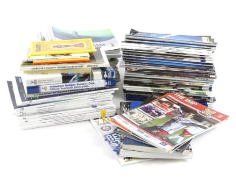 A quantity of football and other sporting memorabilia, to include Tottenham Hotspur Official annual handbooks, programmes, a 