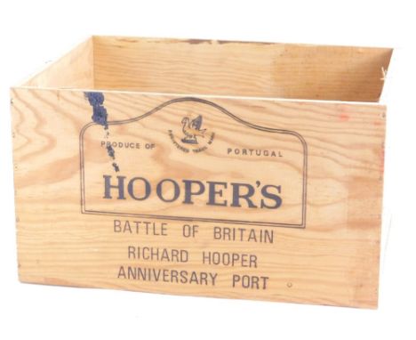 A Hoopers 1985 vintage port crate, (AF), previously containing 50th Anniversary of The Battle of Britain Port.