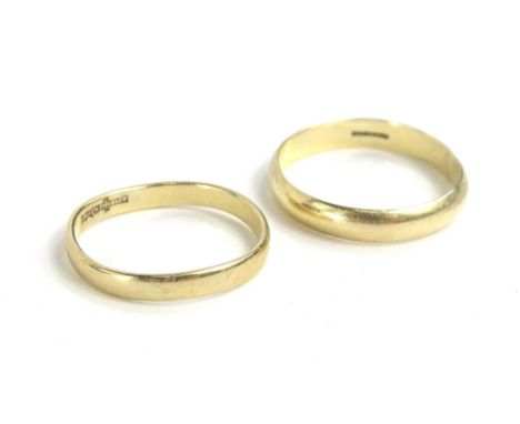 Two 9ct gold wedding bands, one misshapen, 5.3g.