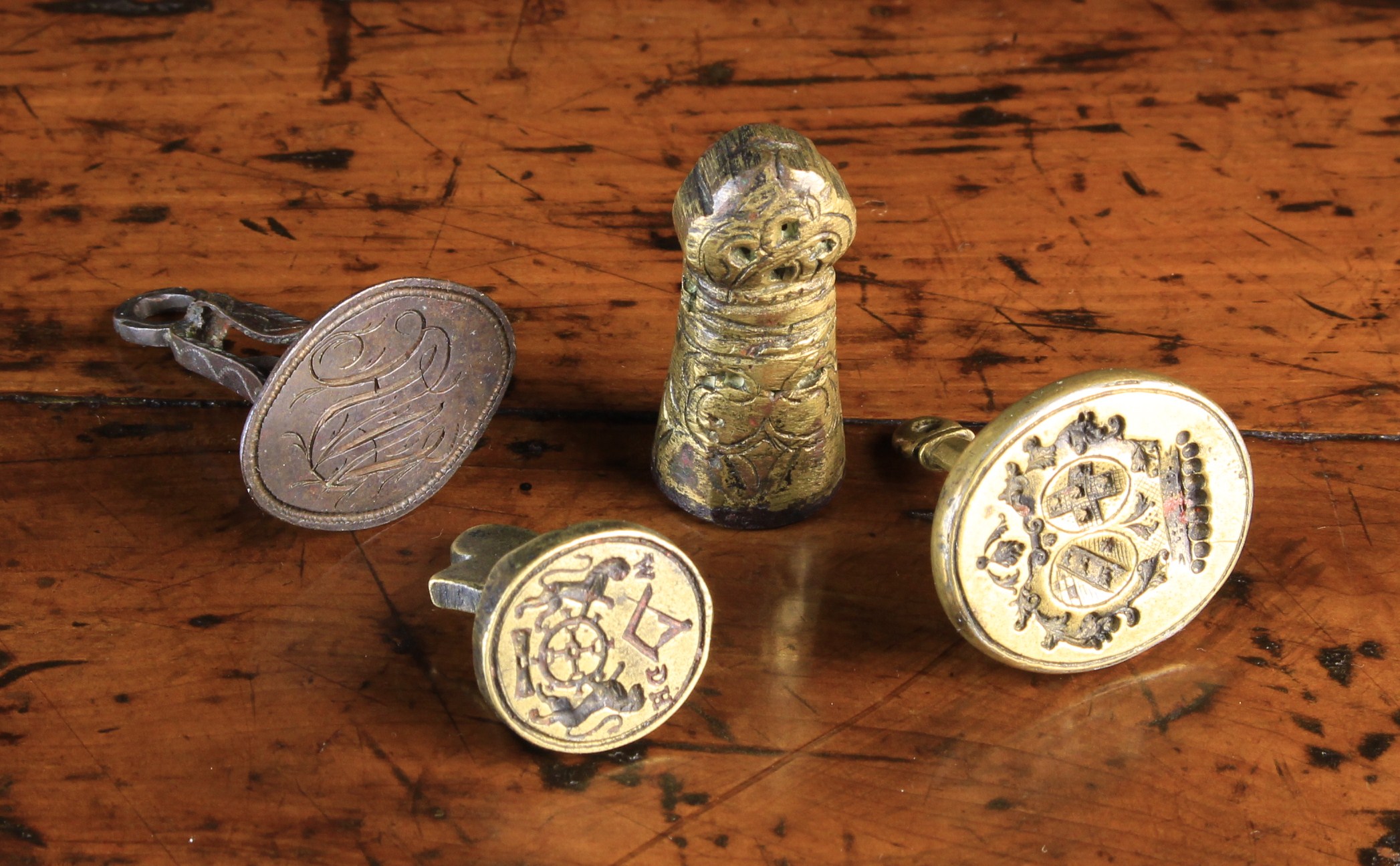 A Group of Four Antique Seals including a rare Masonic seal, possibly
