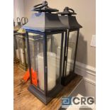 Lot of (2) large decorative candle lanterns, 10 inch X 10 base and 29 inches tall