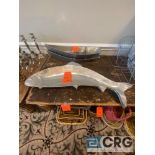 Lot of (2) decorative metal fish-shaped platters 3 feet long