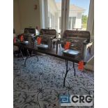 Lot of (5) 8 foot x 30 in. metal folding tables with plastic top