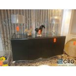 Lot of (5) items including 4-door server hutch with glass top 81 inches X 25 X 43 tall, (2) glass-