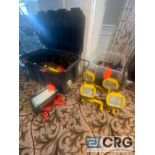 Lot of HUSKY and WorkForce work lights wiring, stands, and related, including (1) HUSKY work light
