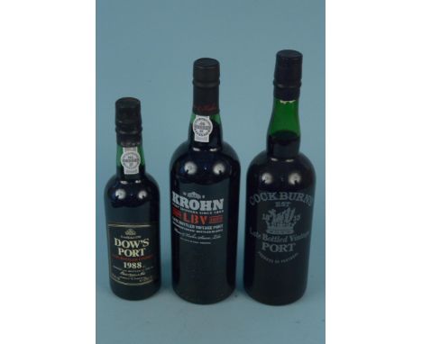 A Krohn 2009 LBV port plus a Cockburns vintage port and a 37.5cl 1994 Dow's port