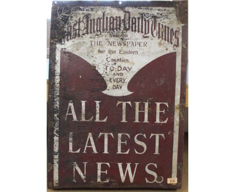 A vintage enamel sign for 'East Anglian Daily Times', 67cm x 51cm
