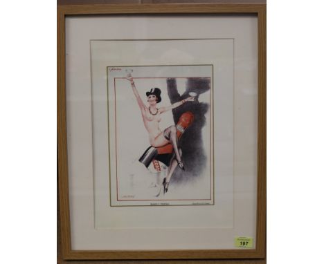 A framed print 'Souhaits à l'Amérique' by Leo Fontan, 29cm x 21cm
