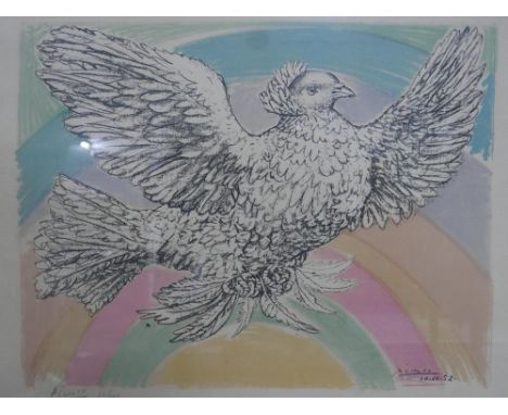 Pablo Picasso (Spanish, 1881-1973), 'Flying Dove with Rainbow', lithograph, signed in pencil by the artist to lower left, num
