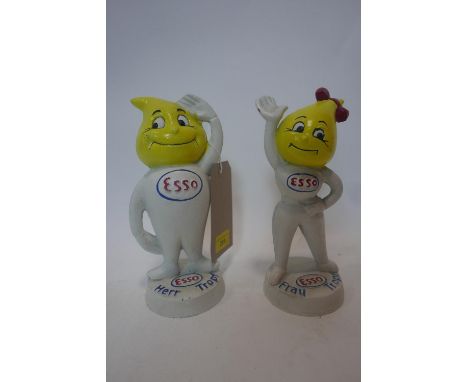 A pair of vintage style metal Esso figures, Herr und Frau Tropf. H.24cm 