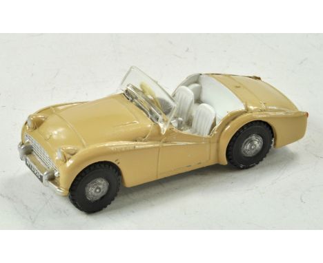 Tri-ang Spot-on No. 108 Triumph TR3a Sports. Tan, pale grey interior. Appears in very good condition with only slight marks t