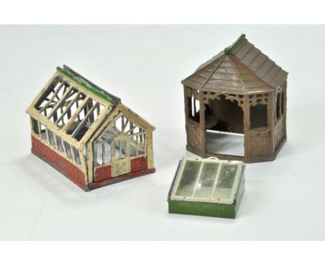 Johillco Lead Metal Greenhouse and Summerhouse plus Britains Cold Frame. Good but with some wear throughout. 