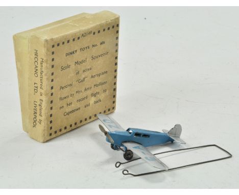 Dinky No. 60K Percival Gull Aeroplane - Amy Morrison with Attachment and leaflet. Leaflet flat mounted. Generally excellent w