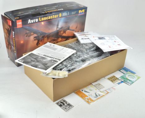HK Models Plastic Model Kit comprising 1/32 Avro Lancaster with aftermarket parts from Eduard. Appears to be generally unstar