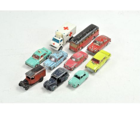 Assorted Dinky (plus single Siku truck) Worn and Restored Vintage Diecast group. Fair to excellent.