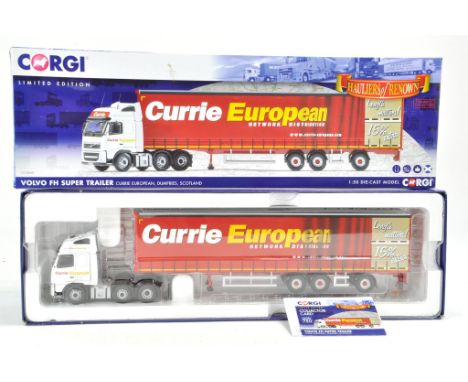 Corgi Diecast Model Truck issue comprising No. CC14040 Volvo FH Super Trailer in the livery of Currie European. Some light da