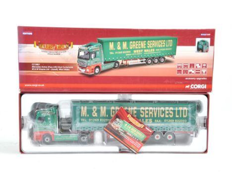 Corgi Diecast Model Truck issue comprising No. CC13821 Mercedes Actros Curtainside in livery of M&amp;M Greene. Appears good 