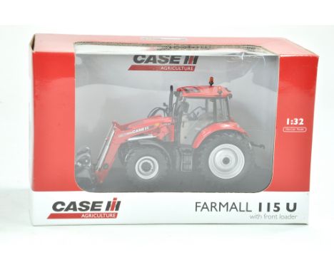 Universal Hobbies 1/32 Farm issue comprising Case Farmall 115U Tractor with Loader. Excellent, secured in box, not displayed.