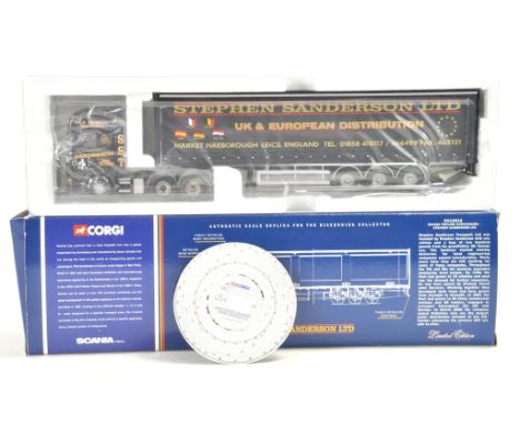Corgi Diecast Model Truck issue comprising No. CC12912 Scania Topline Curtainside in the livery of Stephen Sanderson. Excelle
