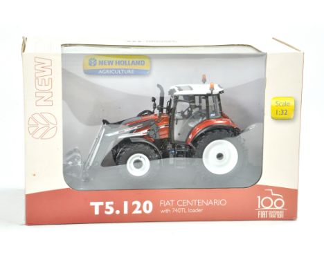 Universal Hobbies 1/32 Farm issue comprising Fiat Centenario T5.120 Tractor with loader. Excellent, secured in box, not displ