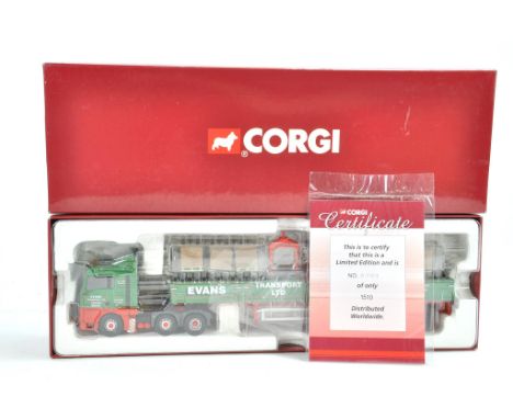 Corgi Diecast Model Truck issue comprising No. MAN Dropside Crane in the livery of Evans. Appears to be complete, good in box