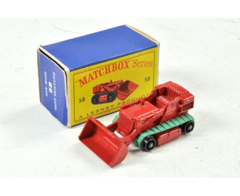 Matchbox regular wheels no. 58b Drott Excavator. Red body with Silver engine and base and black plastic rollers with green tr