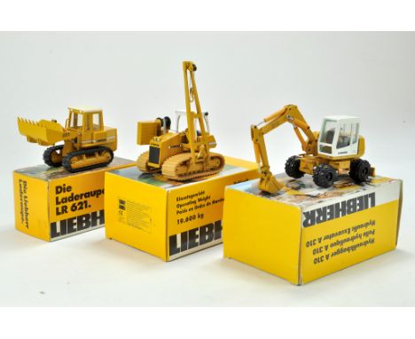 Conrad 1/50 Construction issue comprising Liebherr RL422 Pipe Layer, LR621 Tracked Loader and A310 Excavator. Generally very 