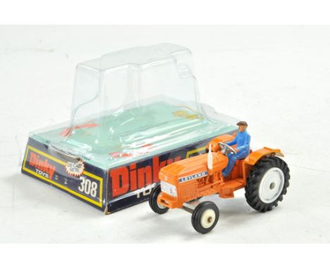 Dinky No. 308 Leyland Tractor in orange with white wheels and driver. Excellent with little sign of wear in excellent origina