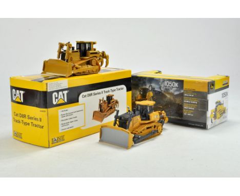 Norscot and Ertl Crawler Tractor duo comprising CAT and John Deere. Both appear excellent with boxes.