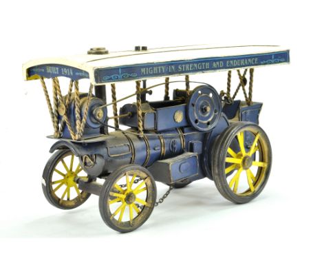 Large Scale Tin - Pressed Metal Model of a Steam Traction Engine. Impressive.