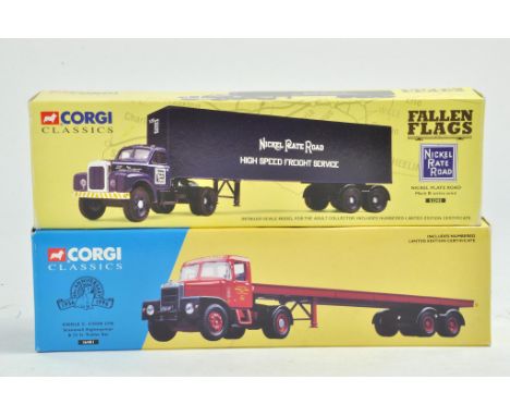 Corgi Diecast Model Truck issues Classics comprising No. 52303 Mack B Semi in livery of Nickel Plate plus No. 16401 Scammell 