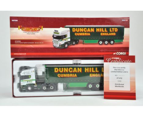 Corgi 1/50 Diecast Truck issue comprising No. CC13716 Scania R Series Curtainside in the livery of Duncan Hill. Appears compl