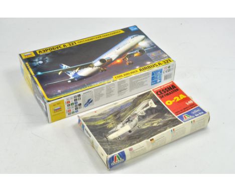 Duo of plastic model aircraft kits from Italeri and Zvezda, complete, some tape prep.