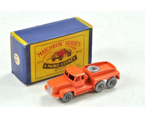 Matchbox regular wheels no. 15b Rotinoff Super Atlantic Ballast Tractor. Orange body with silver trim, black base, grey plast