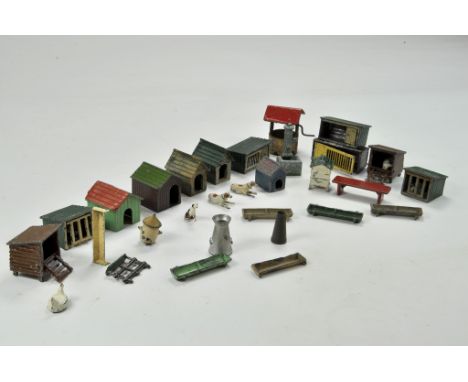 An assortment of Britains, Johillco Dog Kennels plus other animal shelters and animals. Generally wear throughout, some bette