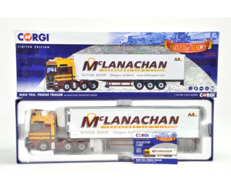 Corgi Diecast Model Truck issue comprising No. CC15212 MAN TGX Fridge Trailer in the livery of McLanachan. Some light damage,