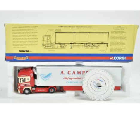 Corgi Diecast Model Truck issue comprising No. CC12920 Scania Topline Fridge Trailer in livery of AL Campbell. Some damage. 