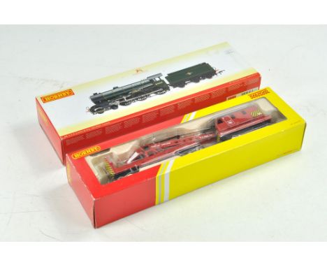 Hornby Model Railway issues comprising Grimsby Town Locomotive plus Crane Wagon. Both appear excellent with boxes.