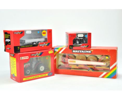 Britains 1/32 Farm issue comprising Benac Bale Trailer, Steyr Tractor, Polari Quad Bike and General Trailer. Excellent, secur