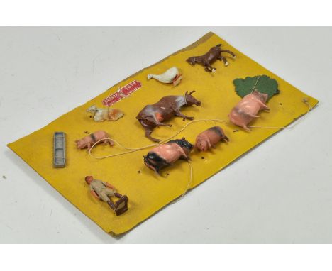 Crescent Farm Animal, Figure and Accessory Set with original backing Card. Generally very good, light signs of wear, a shown.