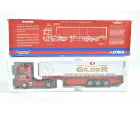 Corgi Diecast Model Truck issue comprising No. CC12933 Scania Topline Fridge Trailer in livery of Gilders. Fair to good.
