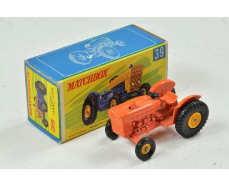 Matchbox Regular wheels No. 39C Ford Tractor. Orange with yellow wheels. Appears excellent with only minor marks present cont