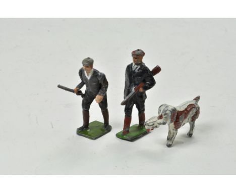 Charbens Lead Metal Miniature Farmer with Spaniel Dog plus Adapted Britains Figure. Generally good with some wear.