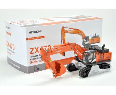 TMC Scale Models 1/50 construction issue comprising Hitachi Zaxis 470LCH Hydraulic Excavator. Appears excellent with original