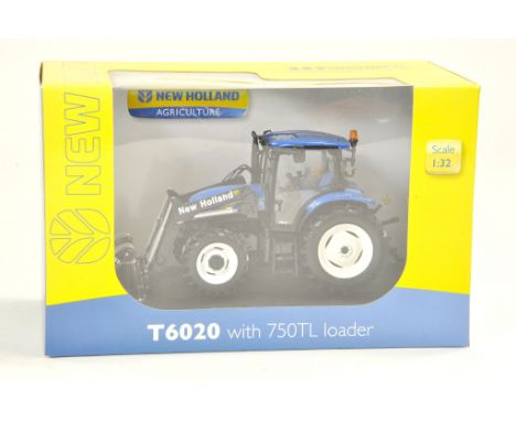 Universal Hobbies 1/32 Farm issue comprising New Holland T6020 Tractor with loader. Excellent, secured in box, not displayed.