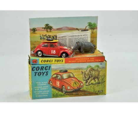 Corgi No. 256 Volkswagen 1200 Rally. Orange body with RN '18' 'East African Safari' on bonnet with steering wheel on roof of 