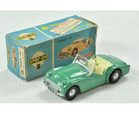 Tri-ang Spot-on No. 108 Triumph TR3a Sports. 1960, green, cream interior, spun hubs, black tyres. Appears in excellent condit