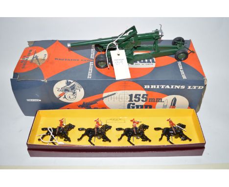 A quantity of Britains collectable toys, to include: a 155mm. gun, with breech loading cartridge ejected shelves, with origin