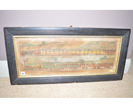 A 19th Century mixed method engraving with hand-colouring - "Travelling on the Liverpool and Manchester Railway", after J. Sh