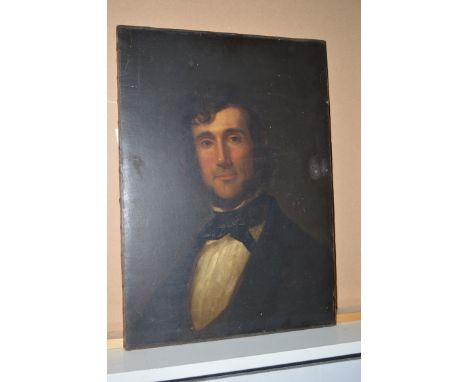 A 19th Century British School oil painting - Portrait of a gentleman, inscribed "Hudson" verso (unframed).